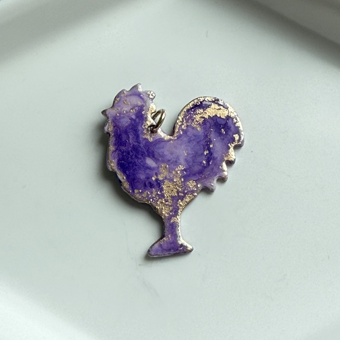 Painted Rooster Charm - Amethyst