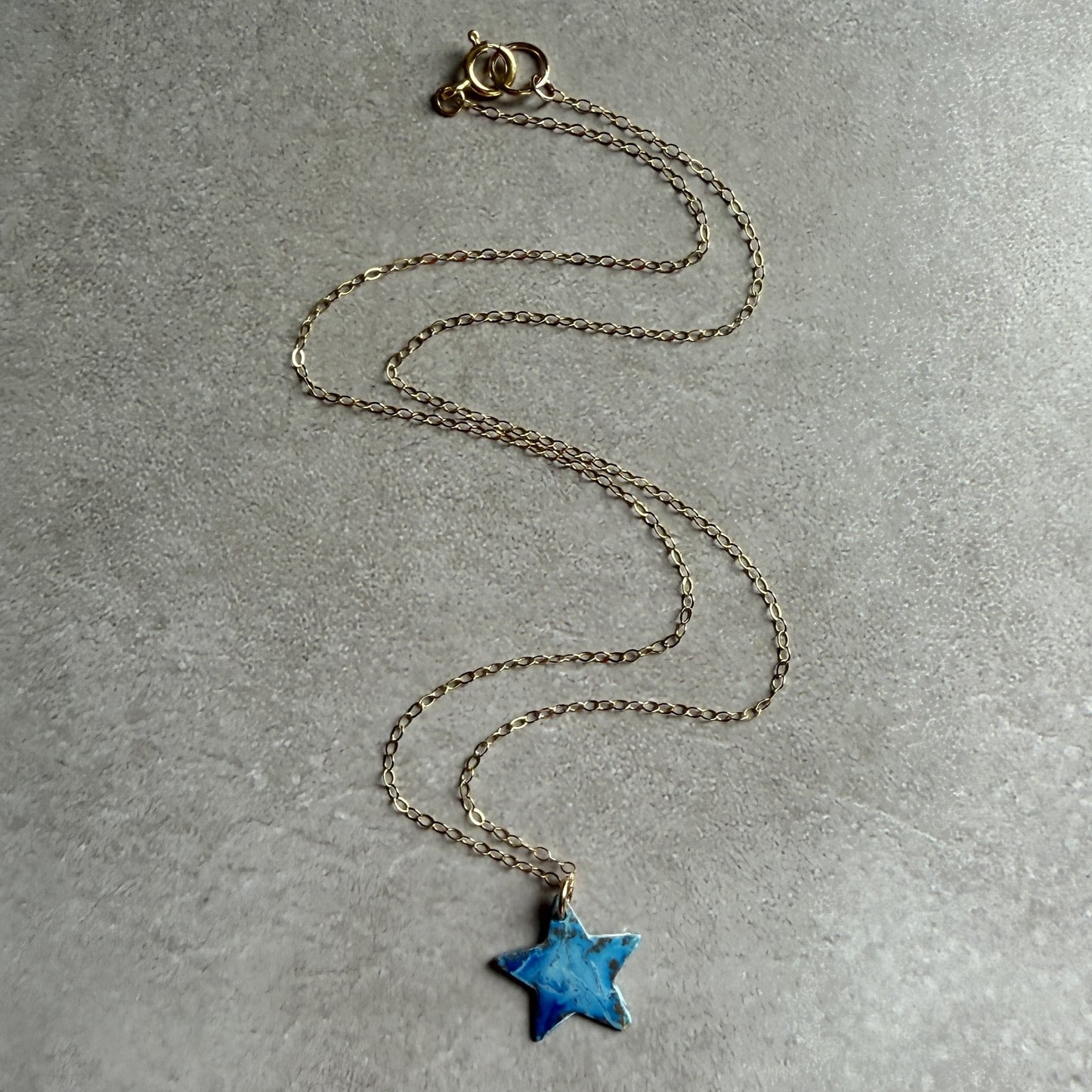 Painted Star Necklace - Blue