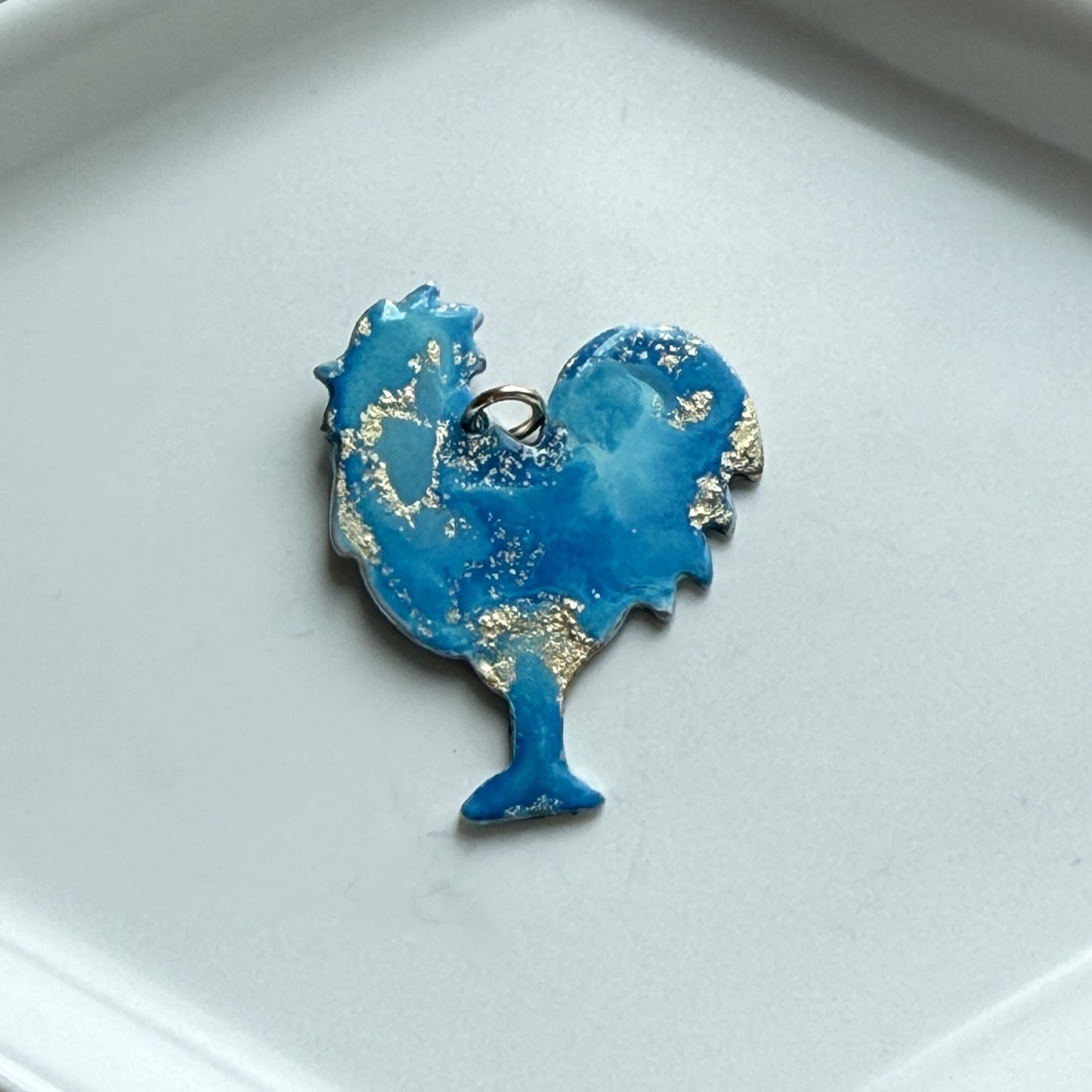 Painted Rooster Charm - Glacier