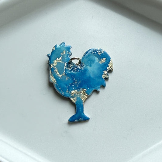 Painted Rooster Charm - Glacier