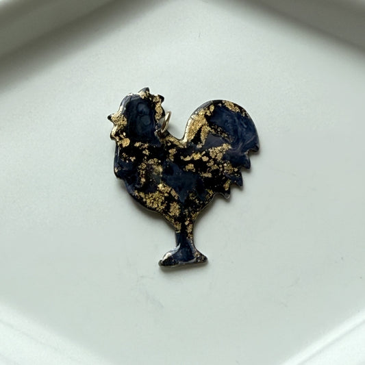 Painted Rooster Charm - Night