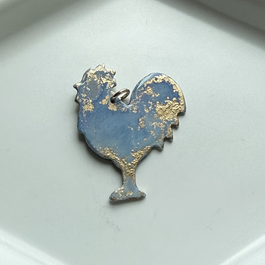 Painted Rooster Charm - Sky